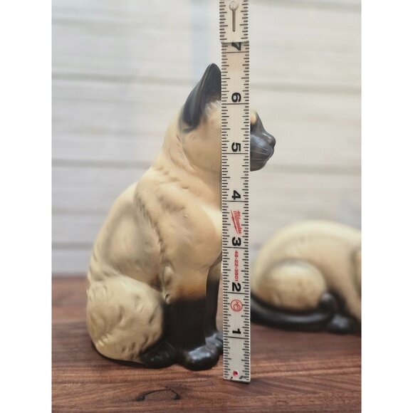 Set of 2 Vintage Ceramic Siamese Cat Figurines - Picture 4 of 10